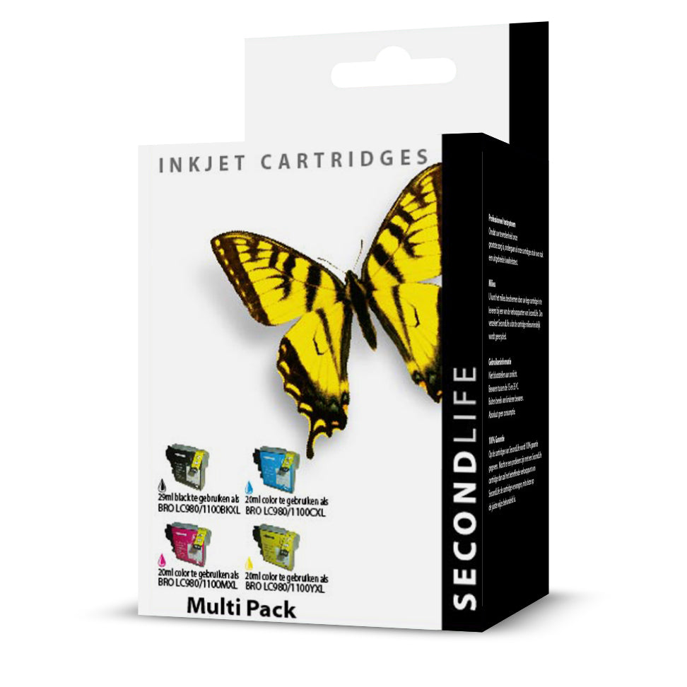 SecondLife - Multipack Brother LC 980/1100 BK C M en Y