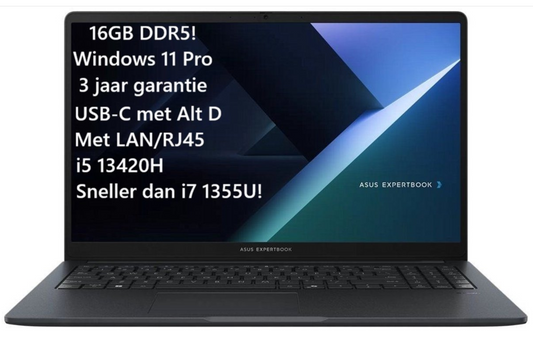Asus Expertbook 15.6" FHD - Intel i5 13420H - 16GB DDR5 - 512GB SSD - Windows 11 Pro - 3jaar garantie